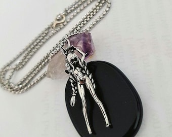 Anime Bunny Girl Pewter Necklace: Braided Hair Cosplay Jewelry
