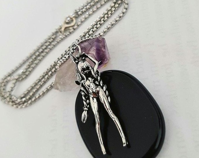 Anime Bunny Girl Pewter Necklace: Braided Hair Cosplay Jewelry