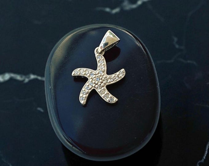 Sterling Silver Starfish Pendant – Dainty Sea Star Charm with Sparkling Stones, Ocean Inspired Jewelry