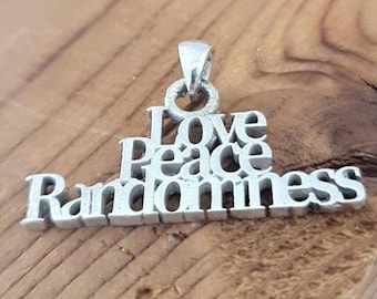 Love Peace Randomness Pendant - Sterling Silver Spiritual Necklace