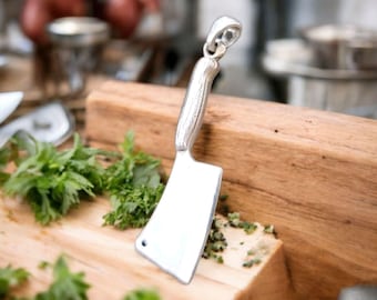Sterling Silver Cleaver Pendant - Butcher Knife Necklace