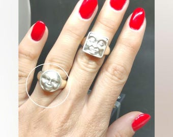 Moonface Ring : Handmade 925 Sterling Silver Celestial Jewelry