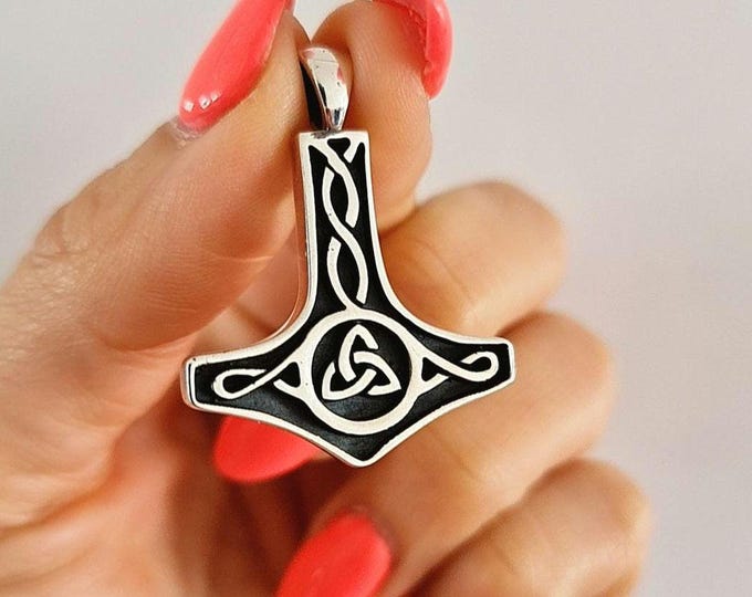 Sterling Silver Thors Hammer Necklace: Handmade Mjolnir Pendant