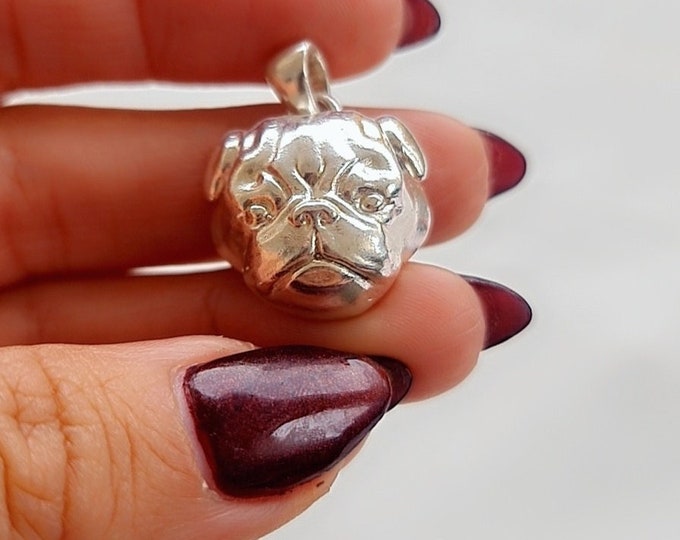 Handmade Sterling Silver Pug Pendant: Minimalist Dog Lover Gift