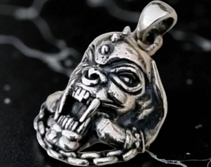Snaggletooth War Pig Pendant-  Sterling Silver-Heavy Duty Design for the Ultimate Rockstar