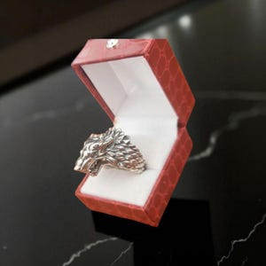 Sterling Silver Direwolf Ring: Handmade Viking Wolf Head Jewelry