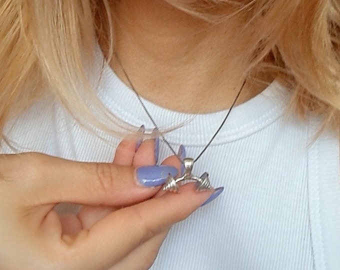 Handmade Silver Barbell Pendant: Fitness Motivation Jewelry