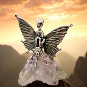 Handmade 925 Sterling Silver-large Fairy Princess -Winged Fairy Fantasy Charm- silver Fairy charm - Statement necklace-gift for Fairy lovers