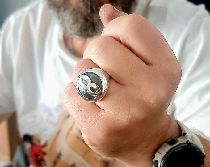 Handmade Sterling Silver 8 Ball Ring: Billiard Inspired Statement Jewelry