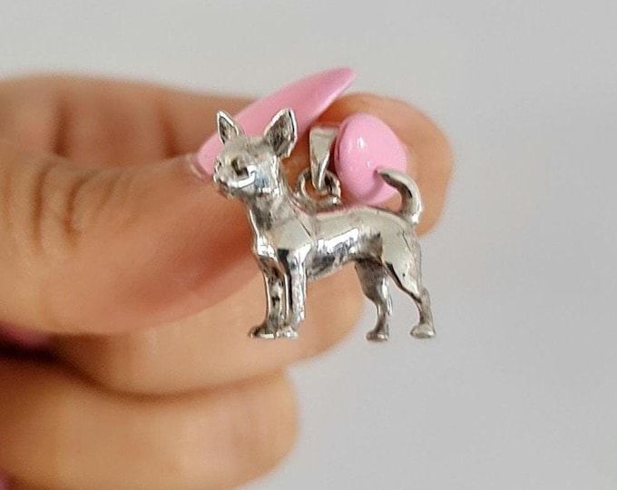 Handmade Chihuahua Pendant: 925 Sterling Silver Dog Lover Gift