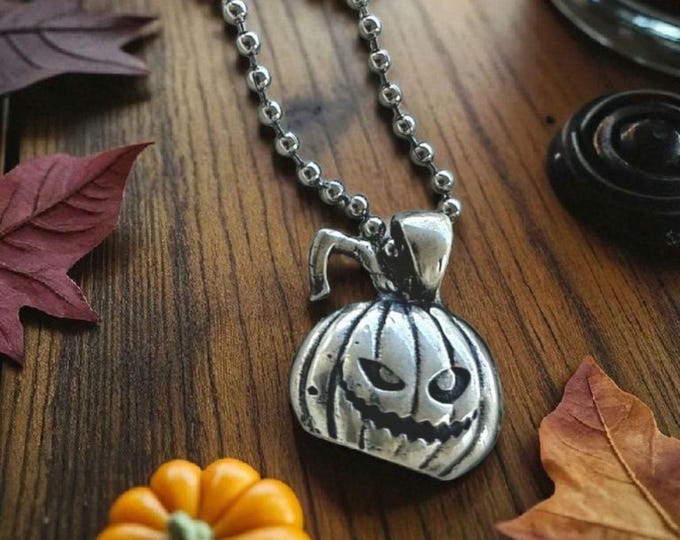 Jack-O'-Lantern Pumpkin pendant - Halloween Gothic charm-  Handmade 925 Silver-