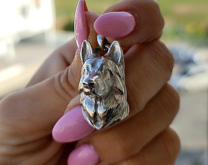 Handmade Sterling Silver German Shepherd Pendant: Detailed Dog Lover Jewelry