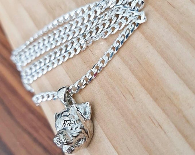 Rottweiler head  Solid  & Sturdy  pendant- Sculpture- Realistic Dog Model  -  925 Sterling Silver
