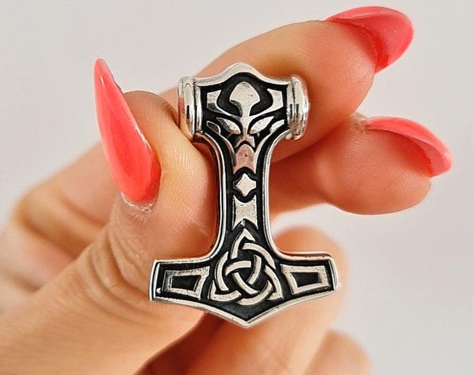 Sterling Silver Thor's Hammer Necklace: Handmade Mjolnir Pendant