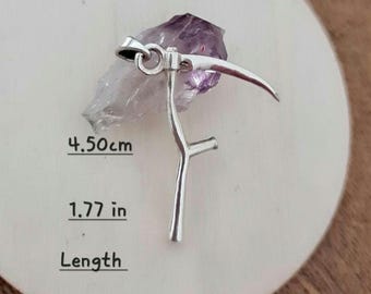 Grim Reaper Scythe Pendant Necklace - Sterling Silver