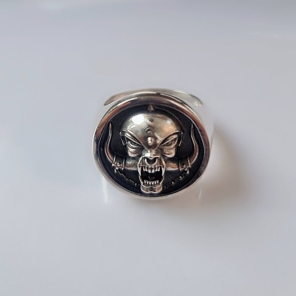 Handmade Snaggletooth War Pig Ring-Solid 925 Silver-Heavy Duty Design for the Ultimate Rockstar