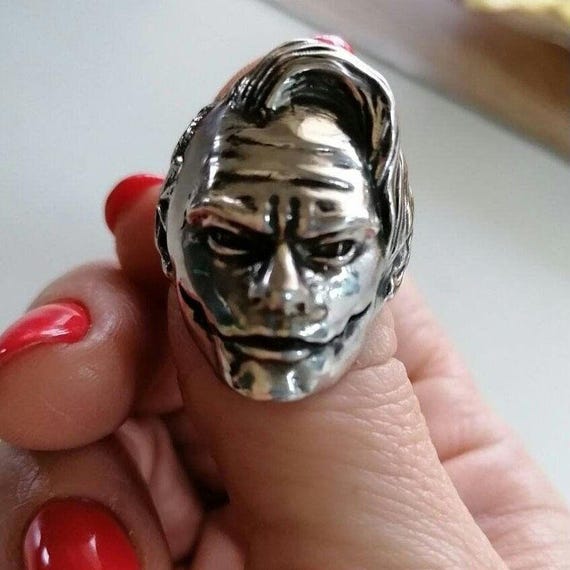 Handmade Sterling Silver Joker Ring- Scary and Intricate