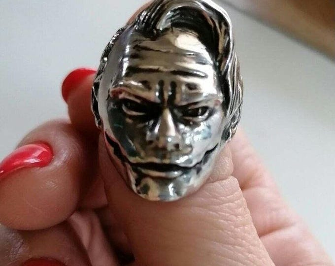 Handmade Sterling Silver Joker Ring: Intricate Statement Jewelry Gift