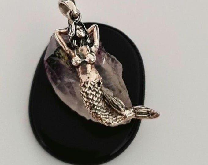 Sterling Silver Mermaid Pendant Siren Necklace:  Sea Lover Gift
