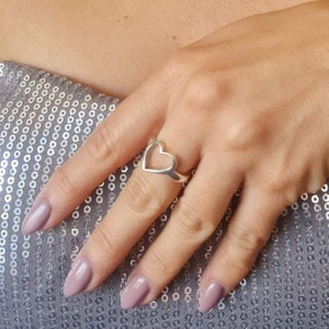 Handmade Open Heart Ring in Sterling Silver, Minimalist Ring, Geometric Heart Ring in Silver, Solid Silver Ring