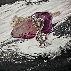 Delicate Music Note with a Microphone Necklace -925 Sterling Silver - 45 CM Chain image 6