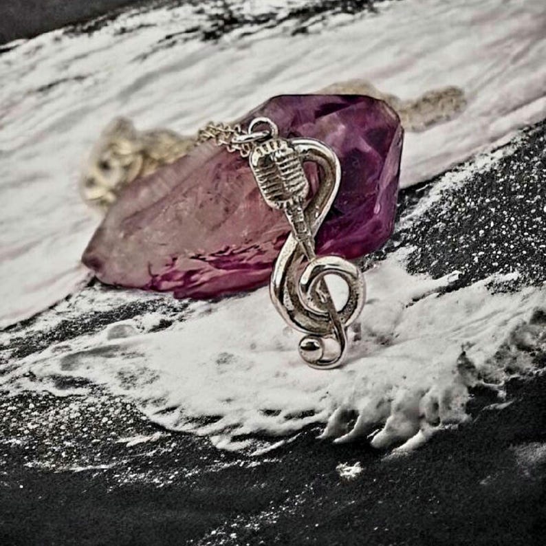 Delicate Music Note with a Microphone Necklace -925 Sterling Silver - 45 CM Chain image 6