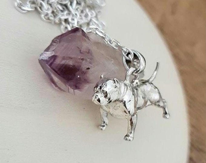 Handmade Silver Exotic Pitbull Dog Pendant: Unique Statement Jewelry