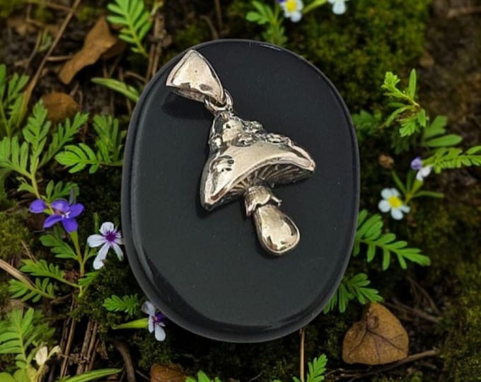Sterling Silver Mushroom Pendant | Handmade Toadstool Jewelry | Boho Nature Charm
