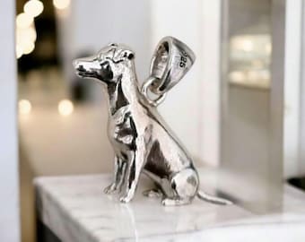 Sterling Silver figurine Jack Russell Dog Pendant Pet Memorial Jewelry