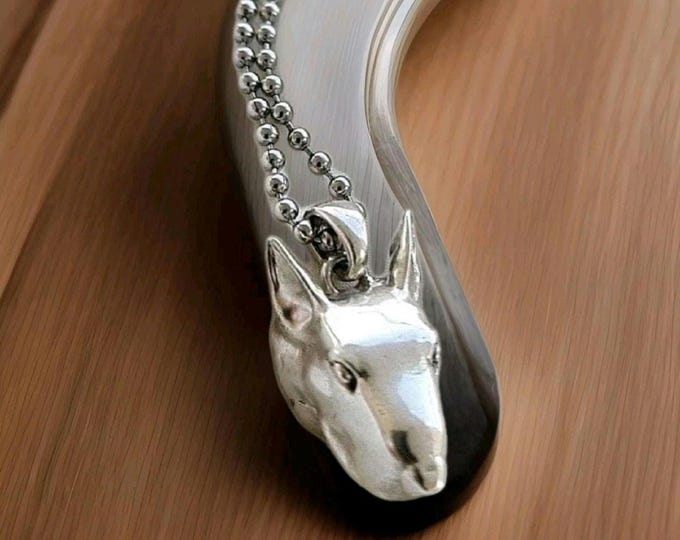 Handmade 925 Silver English Bull Terrier Pendant: Dog Lover Jewelry