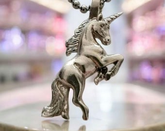 Handmade Sterling Silver Unicorn Necklace: Fantasy Mythology Charm