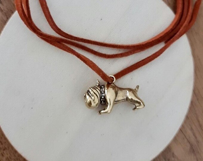 Brass English Bulldog Charm: Detailed Dog Lover Gift