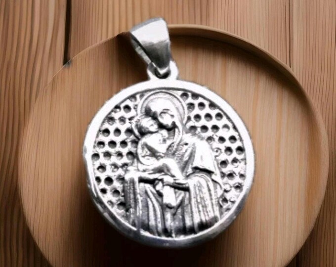 Handmade Sterling Silver Virgin Mary Pendant: Religious Icon