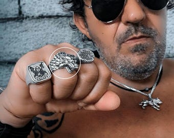 Direwolf Ring: 925 Sterling Silver- Viking Wolf Head Jewelry