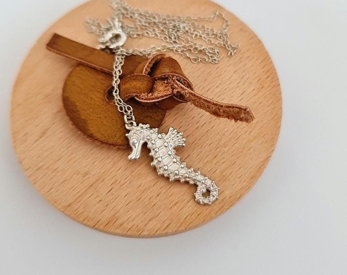 Handmade Sterling Silver Sea Horse Necklace: Oceanic Jewelry Gift