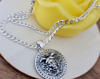 Greek Medusa Goddess Pendant  - sterling silver  captures the essence of Gorgon Medusa