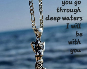 Mermaid Pendant Necklace , Handmade 925 Sterling Silver