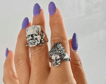 Frankenstein's Bride Sterling Silver Ring - Horror Enthusiast Ring