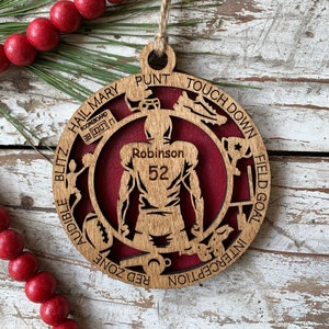 Personalized Football Christmas Tree Ornament | Gift for High School Football Team | Custom Football Player Ornament | Senior Football Gift