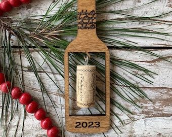 2024 Celebrate Wine Bottle Wine Cork Keepsake Christmas Tree Ornament - Cork not included | Gift for Wine Lover | Wine Trip | Wine Ornament