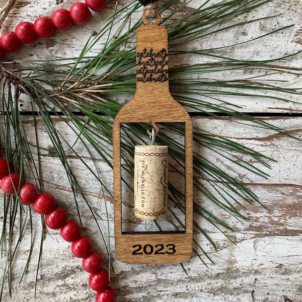 2024 Celebrate Wine Bottle Wine Cork Keepsake Christmas Tree Ornament - Cork not included | Gift for Wine Lover | Wine Trip | Wine Ornament