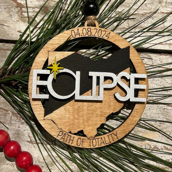2024 Ohio Total Solar Eclipse Christmas Tree Ornament | Eclipse Keepsake | Path of Totality States Ornament | Eclipse Souvenir