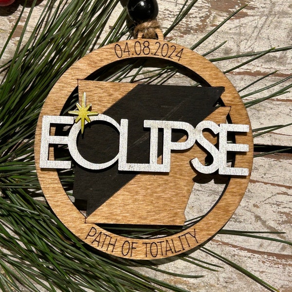 2024 Arkansas Total Solar Eclipse Christmas Tree Ornament | Eclipse Keepsake | Path of Totality States Ornament | Eclipse Souvenir