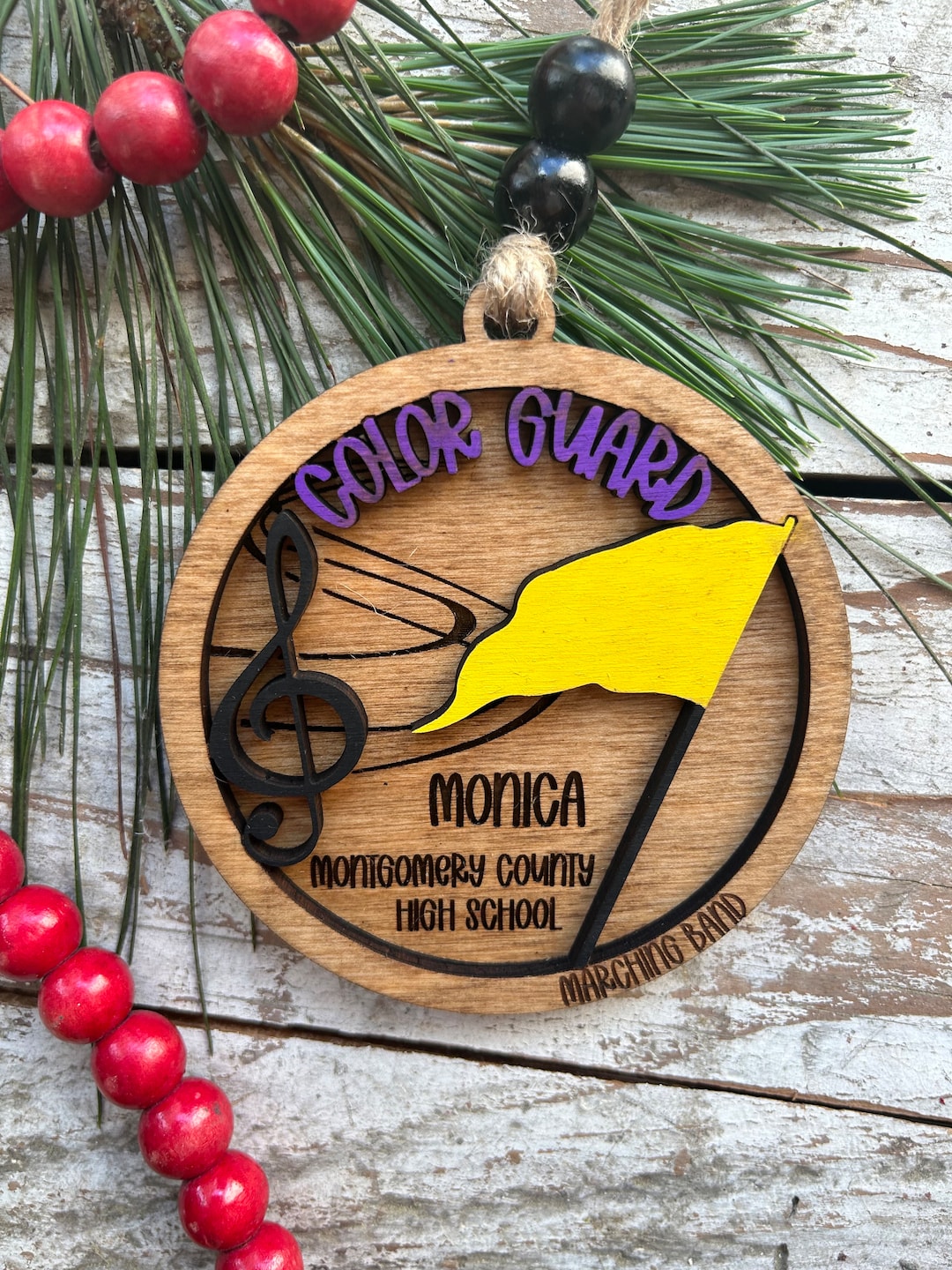 Personalized Color Guard Marching Band Christmas Tree Ornament | Flags ...