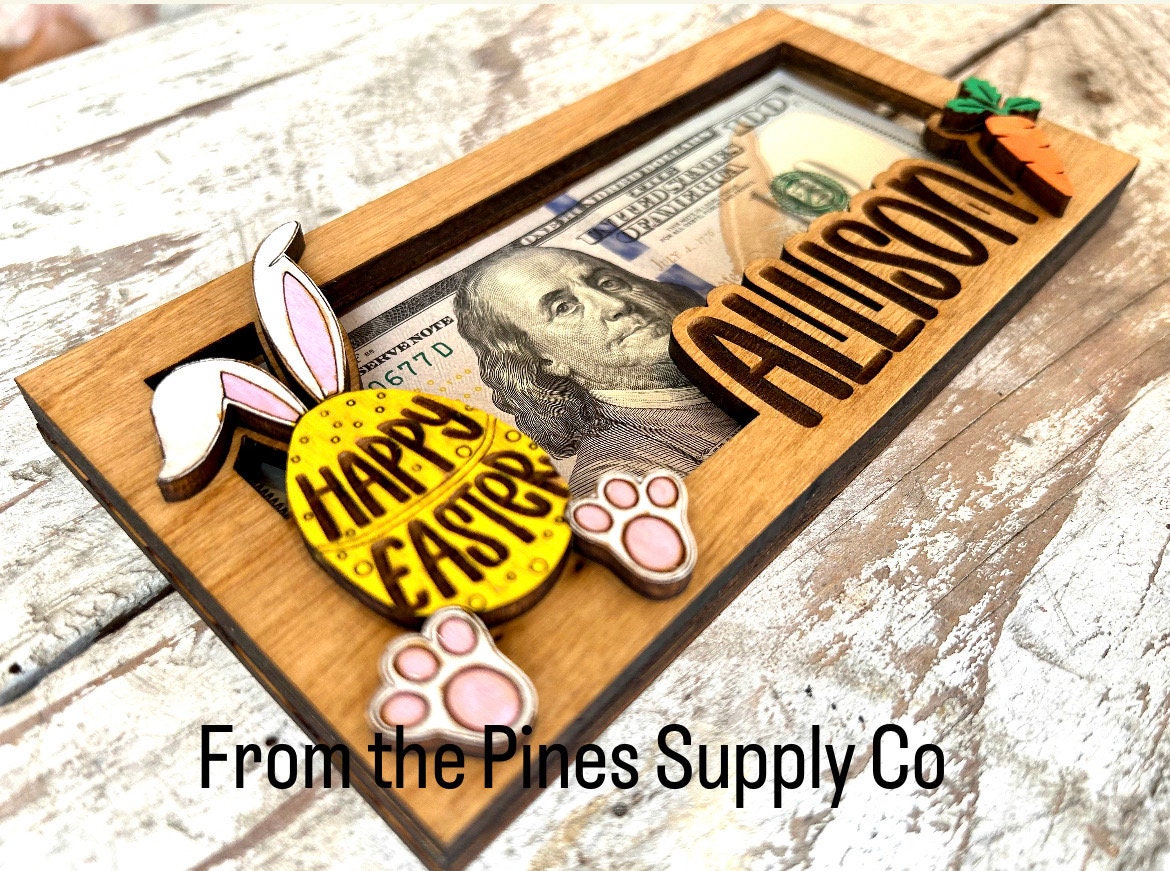 Personalized Easter Money Holder Gift | Easter Bunny Cash Holder | Gift for Grandchild  | Custom Easter Basket Gift