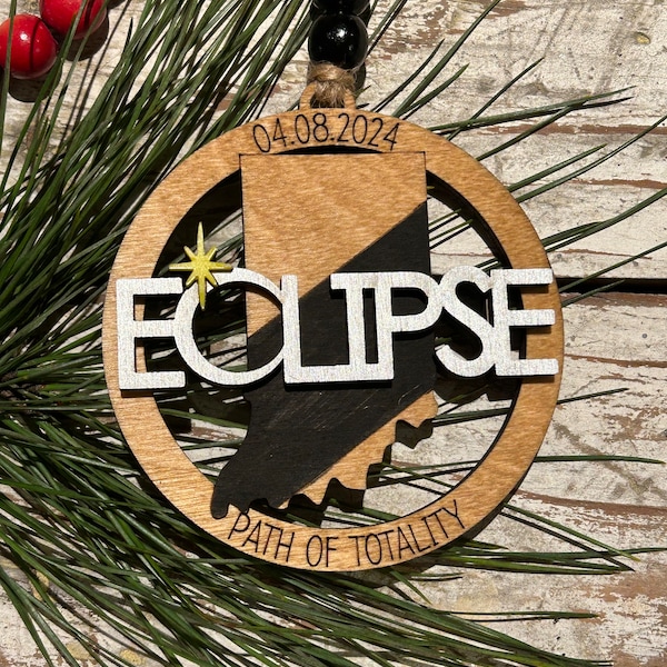 2024 Indiana Total Solar Eclipse Christmas Tree Ornament | Eclipse Keepsake | Path of Totality States Ornament | Eclipse Souvenir