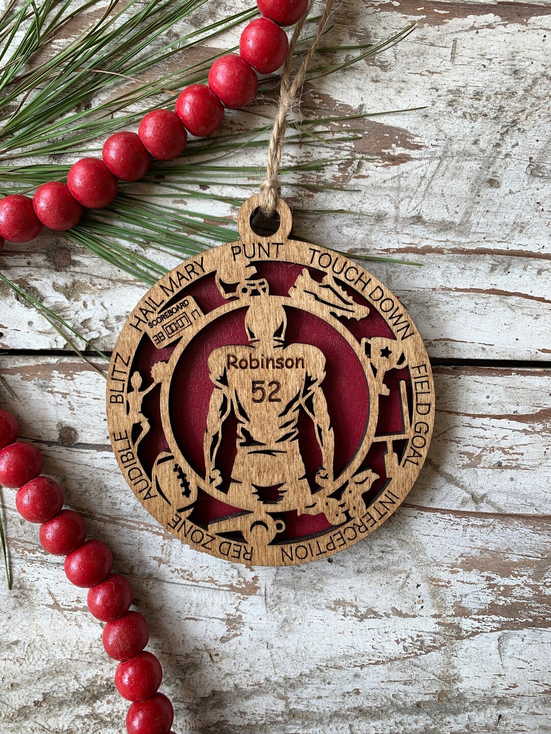 Personalized Football Christmas Tree Ornament | Gift for High School ...