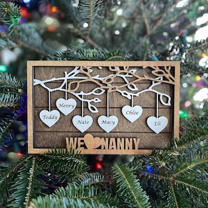 Personalized Family Tree Hanging Hearts Sign | Mothers Day gift | Grandkids Names Sign | Custom Wedding Gift | Gift for Grandma and Mom