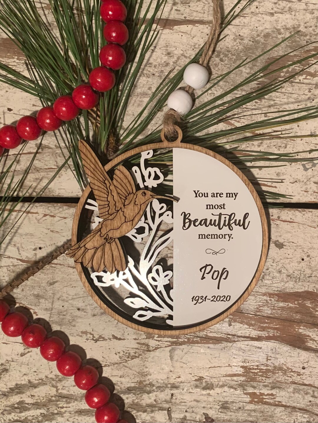 Personalized Memorial Hummingbird Christmas Tree Ornament | Sympathy ...