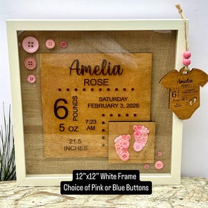 Personalized Newborn Baby Birth Stats Sign | Newborn Name Announcement | Nursery Name Sign | Baby Shower Gift | Baby Arrival Keepsake